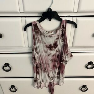 Ginger G Women's Short Sleeve Tie-Dye Top - Pink and Brown